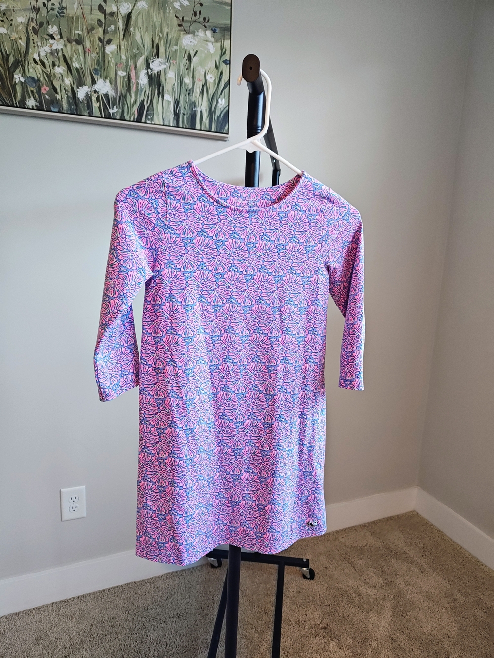 Vineyard Vines Girls' Floral Print Long Sleeve Dress
